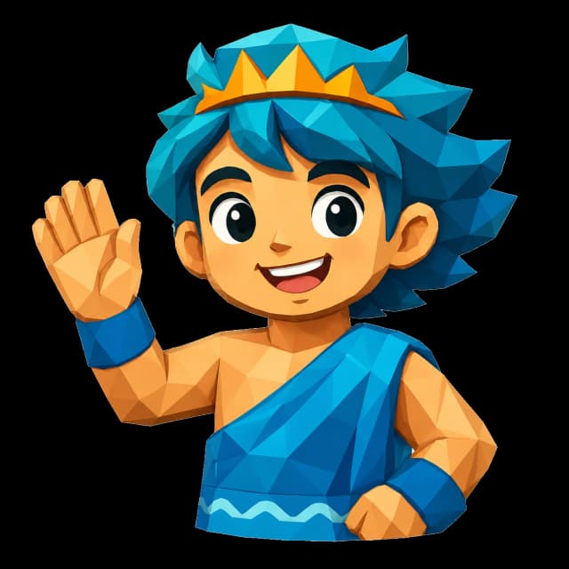 Poseidon mascot waving hello