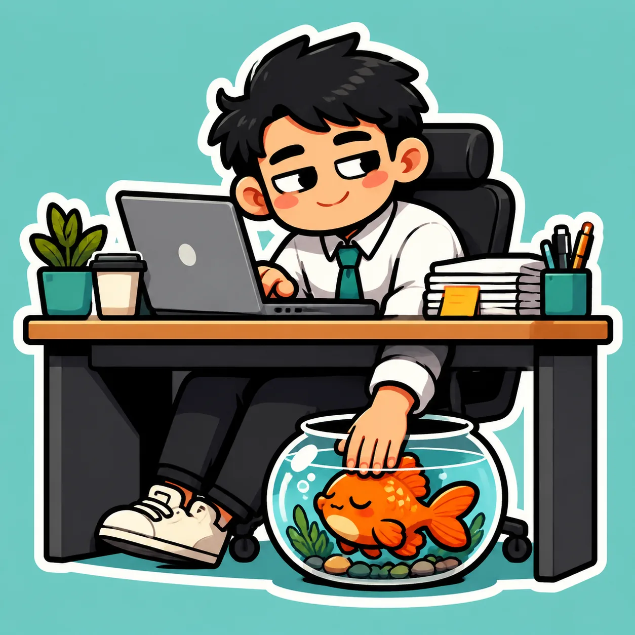 摸鱼 (mō yú) — Slacking off on the clock — looking busy while doing nothing. The daily resistance of the 打工人.